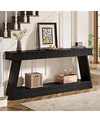 Tribesigns Modern Console Table, 71-Inch Extra Long Entryway Table with Storage, 2-Tier Narrow Sofa Table, Black