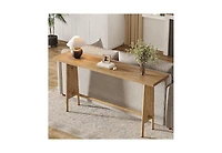 Tribesigns 63" Long Entryway Table, Modern Console Table with Metal Legs, Wooden Sofa Console Behind