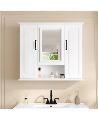 Casainc 36" Wall Mounted Medicine Cabinet with Mirror and 3 Doors