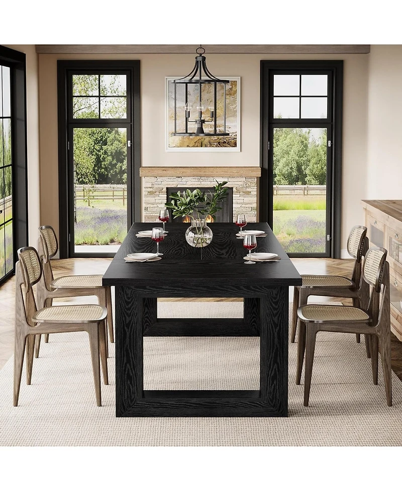 Tribesigns Farmhouse Dining Room Table for 4-6 People, Rectangular Dinner Table