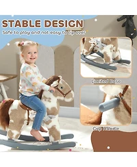 Qaba Rocking Horse, Kids Plush Animal Rocker with Realistic Neigh