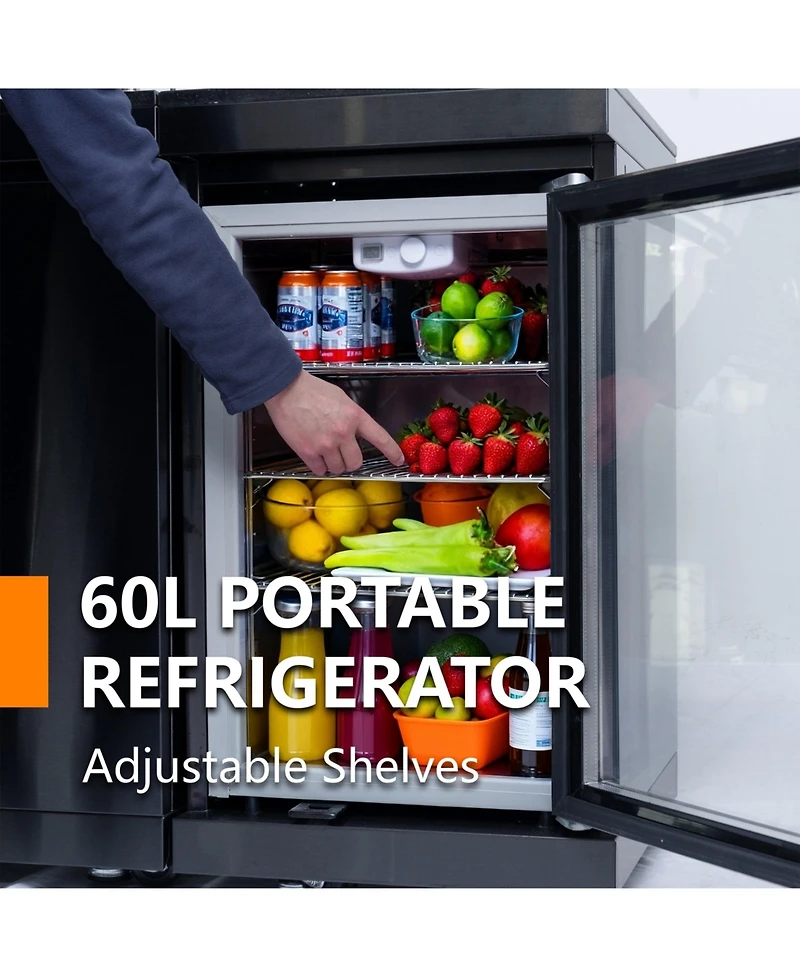 Mondawe 46" 4-Burner Gas Grill Outdoor Kitchen with Fridge, Rotisserie & Granite Counter