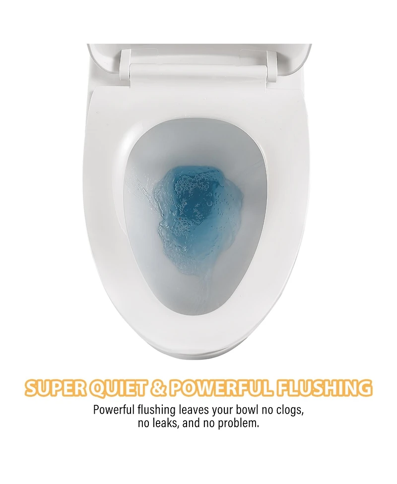 Casainc One-Piece Dual Flush 1.1/1.6 Gpf Elongated Bathroom Fixture Comfort Seat Height,Soft-Close Seat,Glazed Surface