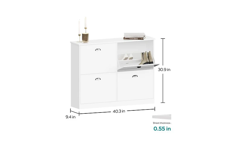 Slickblue Slim Shoe Cabinet with 4 Drawers for Entryway or Hallway