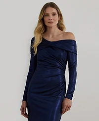 Lauren Ralph Women's Metallic Off-the-Shoulder Cocktail Dress