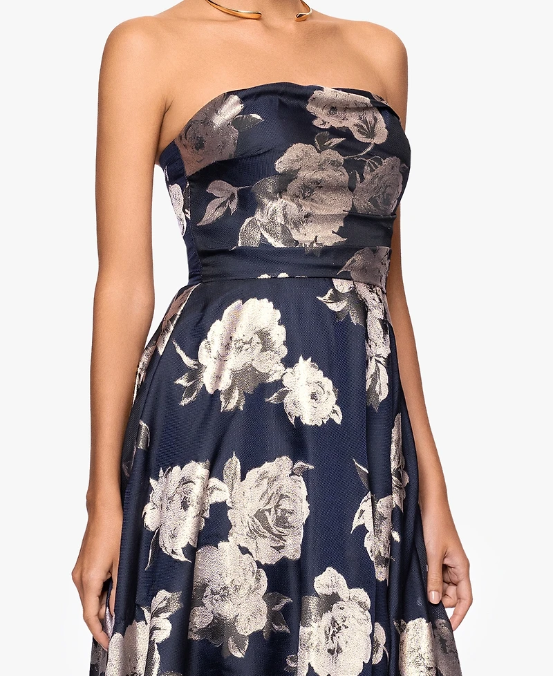 Betsy & Adam Petite Strapless A-Line Long Dress