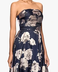 Betsy & Adam Petite Strapless A-Line Long Dress