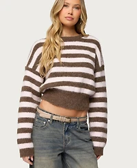 Edikted Women's Penelope Fuzzy Striped Sweater