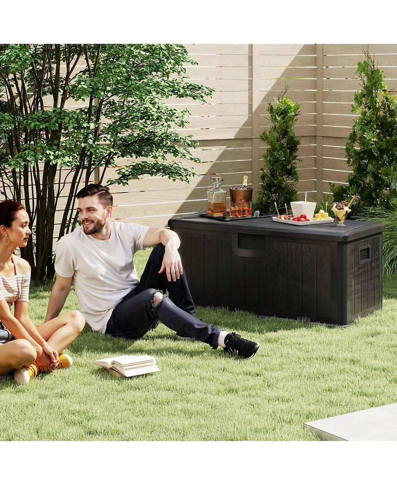 Costway Storage Box with Lockable Design & Gas Strut Handle 2 Person Bench Garden Organizer