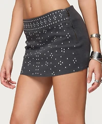 Edikted Women's Reesa Studded Denim Mini Skort