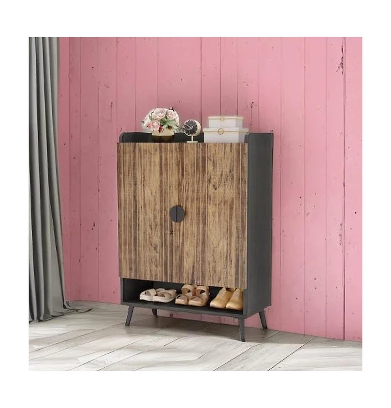 Shoe Storage Cabinet with Two Doors and Shelf