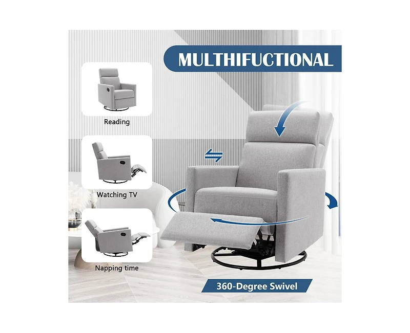 sumyeg Modern Upholstered Rocker Nursery Chair Plush Seating Glider Swivel Recliner Chair