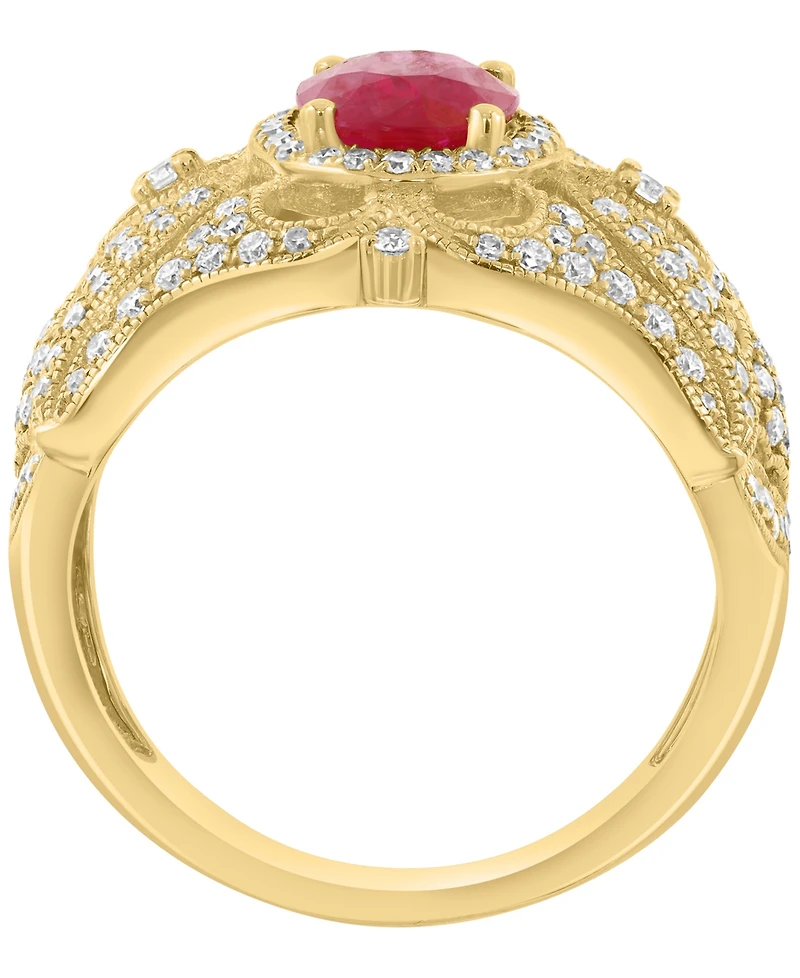 Effy Collection Ruby (2-3/8 ct. t.w.) & Diamond (3/4 ct. t.w.) Ring in 14k Yellow Gold
