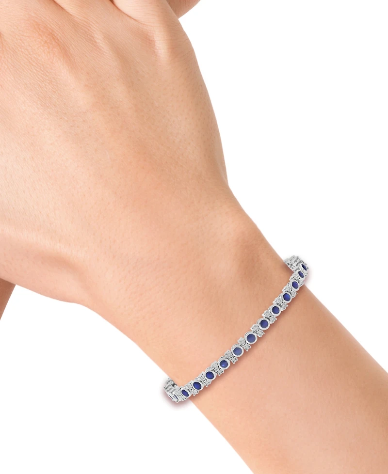 Effy Collection Sapphire (3-1/3 ct. t.w.) & Diamond (1/4 ct. t.w.) Bracelet in Sterling Silver