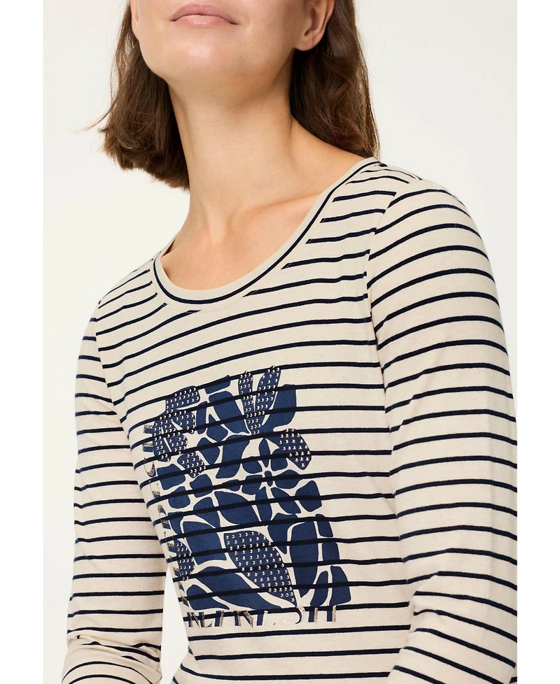 Olsen Women's Stripe & Placement Print T-Shirt