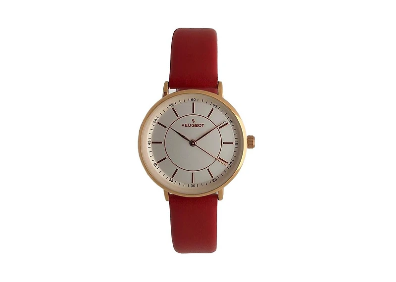 Peugeot Women's 30mm Red Modern Calfskin Leather Strap Watch