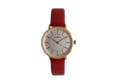 Peugeot Women's 30mm Red Modern Calfskin Leather Strap Watch