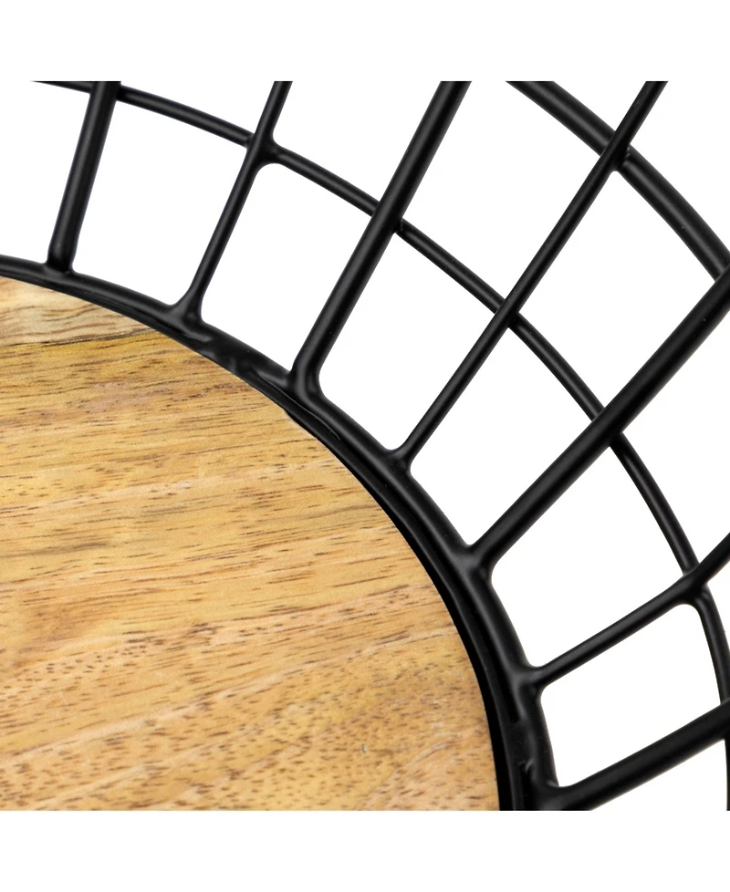 Spectrum Madison Fruit Bowl Wire Basket with Wood Base