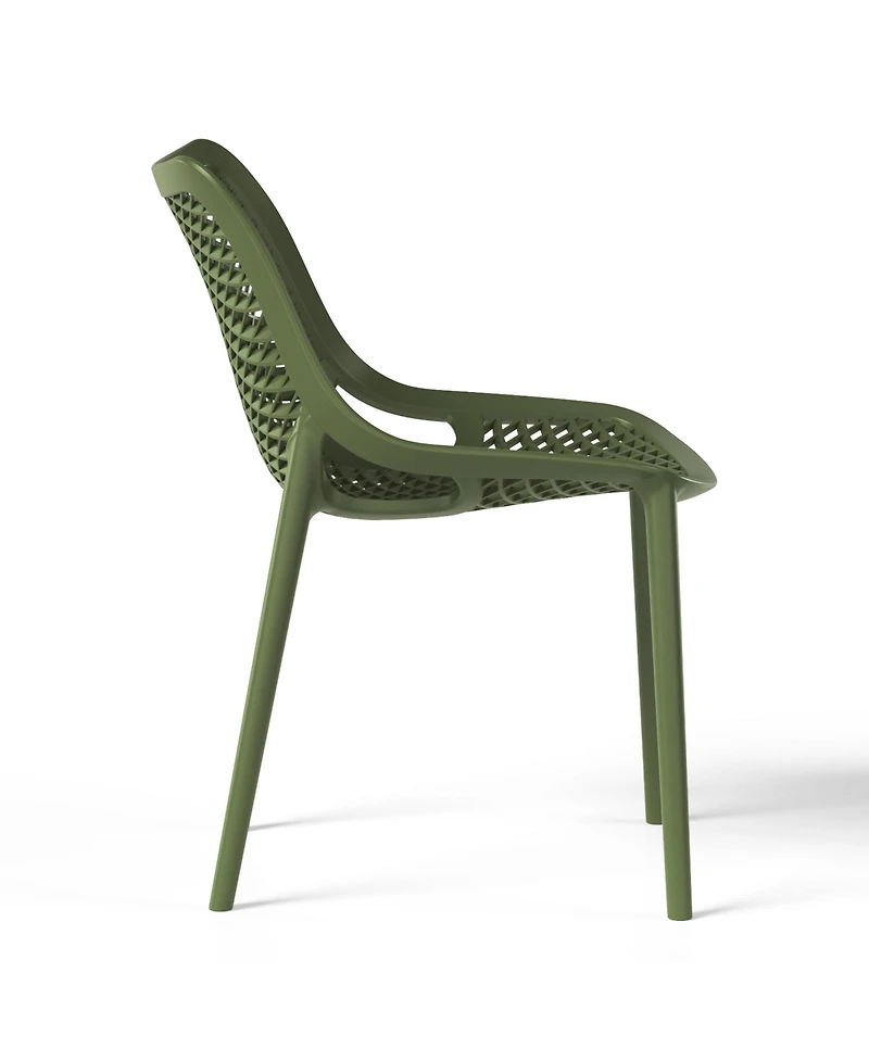 WestinTrends 3-Piece Outdoor Round Metal Dining Table Set And Stackable Resin Patio Side Chairs