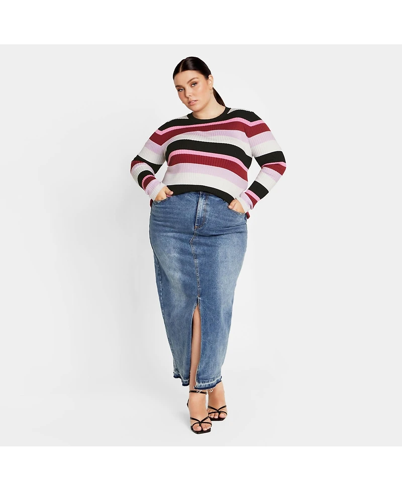City Chic Plus 70's Stripe Sweater