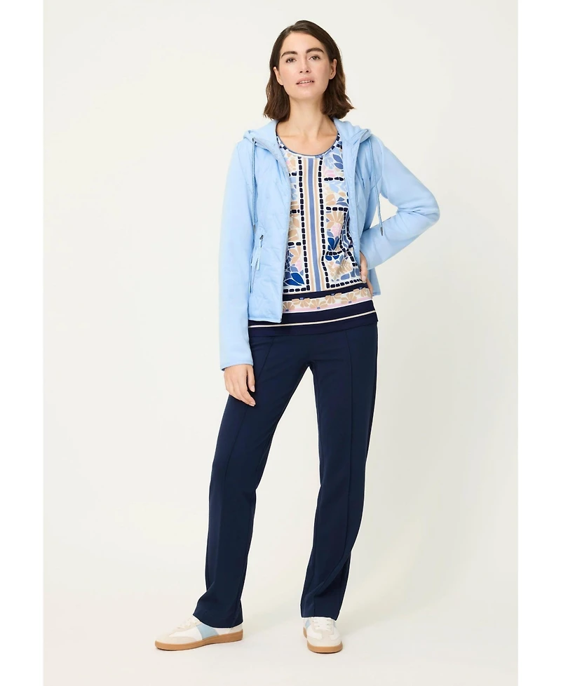 Olsen Women's Floral & Border Print T-Shirt