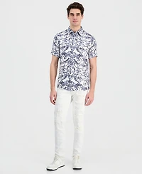 Guess Men's Wayco Decorative Floral Short-Sleeve Shirt