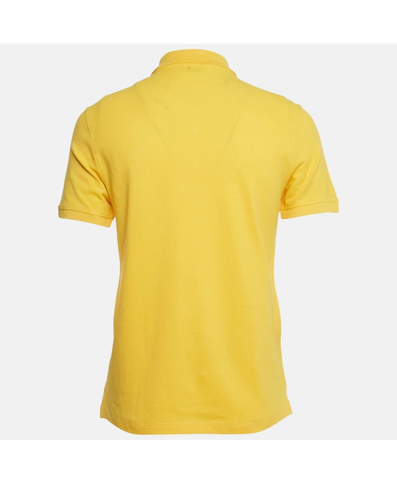 Pre-Owned Versace Men's Collection Yellow Medusa Applique Detail Cotton Polo T-Shirt