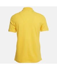 Pre-Owned Versace Men's Collection Yellow Medusa Applique Detail Cotton Polo T-Shirt