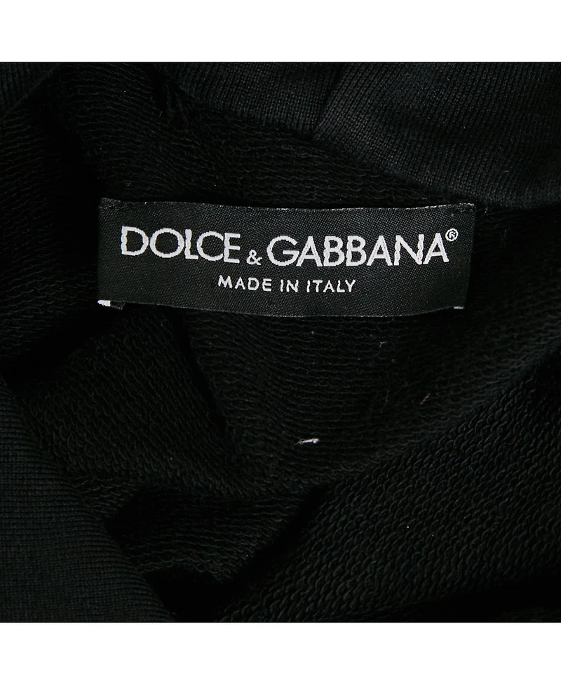 Pre-Owned Dolce & Gabbana Men's men Black Floral Flocked Cotton Hoodie