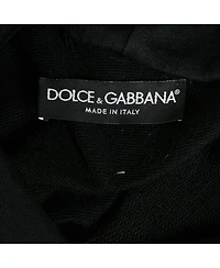 Pre-Owned Dolce & Gabbana Men's men Black Floral Flocked Cotton Hoodie