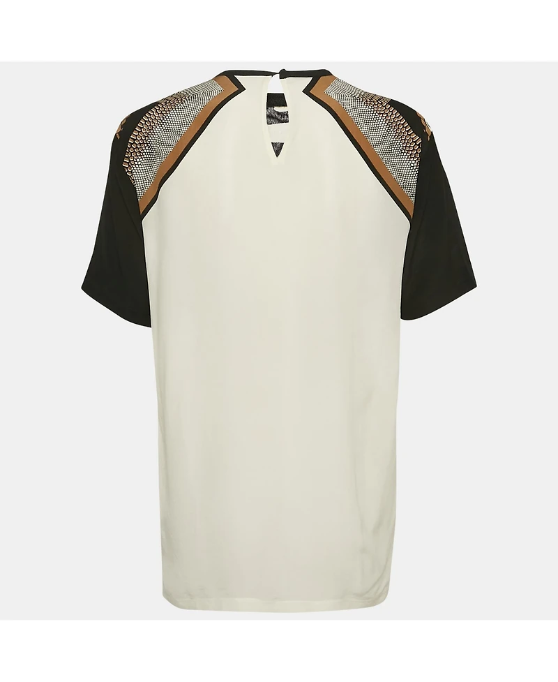 Pre-Owned Roberto Cavalli Women's Printed Silk Short Sleeve Top