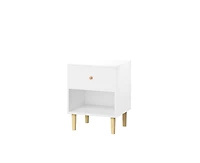 sumyeg Wooden Nightstand with One Drawer One Shelf in White