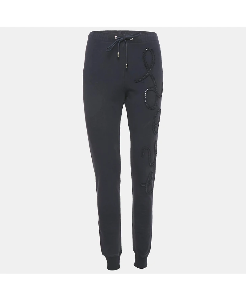 Pre-Owned Love Moschino Women's Love Applique Cotton Knit Sweat Pants