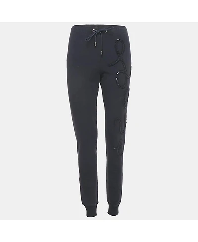 Pre-Owned Love Moschino Women's Love Applique Cotton Knit Sweat Pants