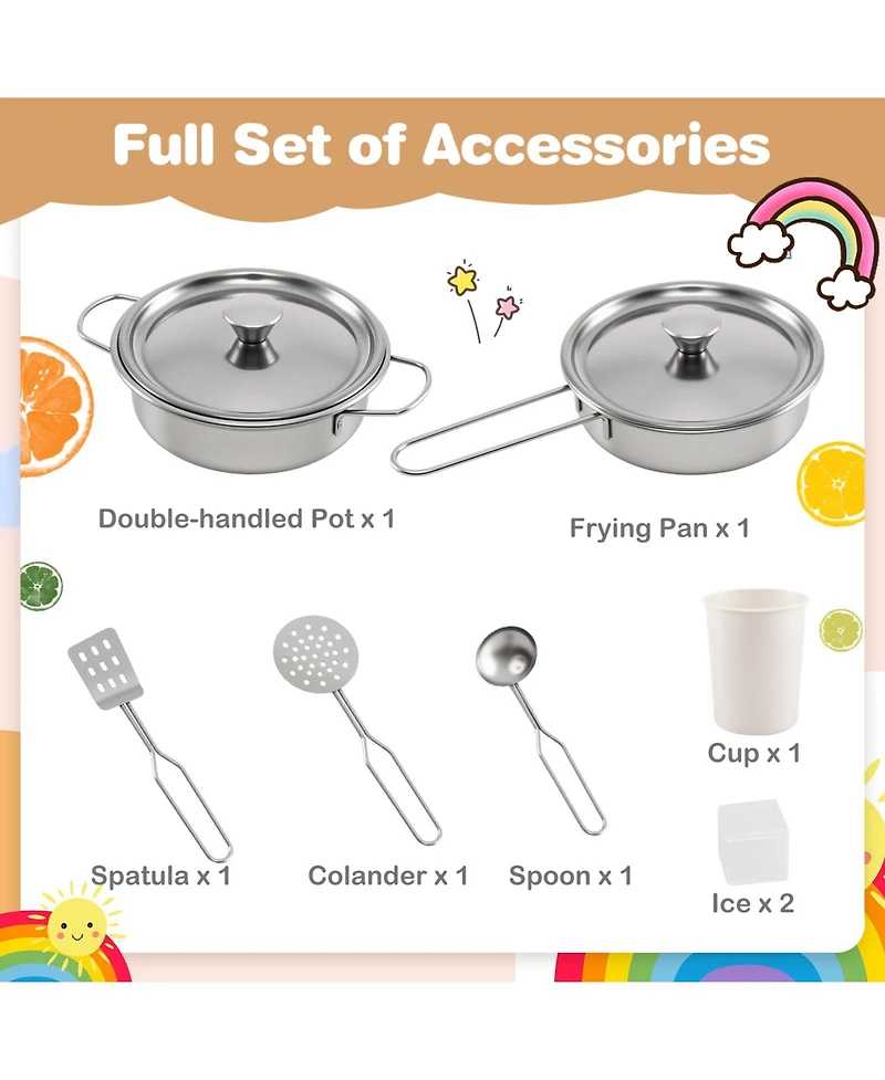 Hongge Wooden Corner Play Kitchen Set With Lights Sounds Ice Maker And Accessories