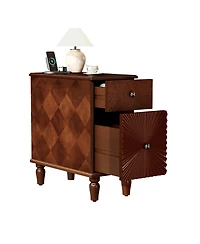 sumyeg Modern Slim Side Table with 2 Drawers Narrow Nightstand