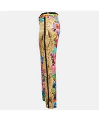 Pre-Owned Roberto Women's Cavalli Multicolor Floral Print Silk Trousers