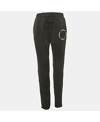 Pre-Owned Love Moschino Women's Black Logo Printed Jersey Track Pants
