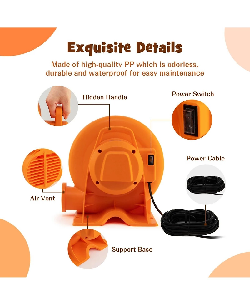 Skonyon 750W Air Blower (1.0HP) for Inflatables with 25 feet Wire and Gfci Plug