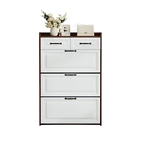 Clihome 3 Doors Shoe Cabinet with 2 Drawers, Pvc Door Design, Large Storage Space