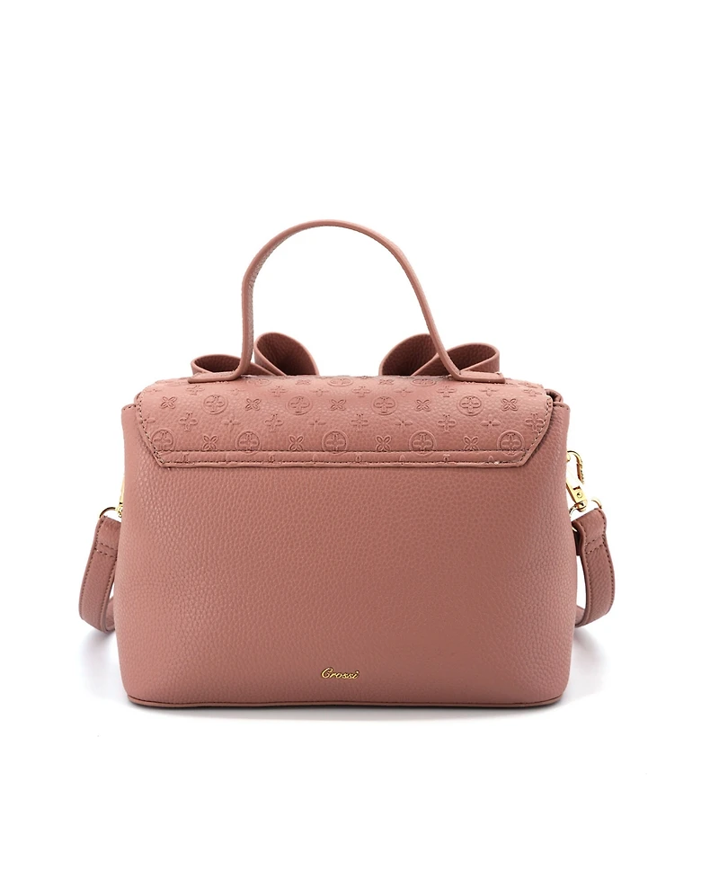 Like Dreams Noble Cross-Bow Embossed Small Satchel Bag