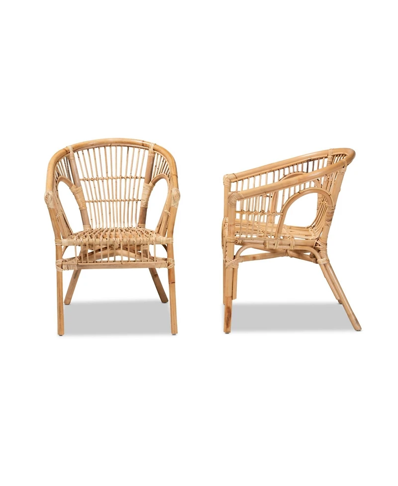Furniture Alleta 2-Pc. Rattan Bohemian Dining Chair Set