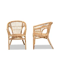 Furniture Alleta 2-Pc. Rattan Bohemian Dining Chair Set