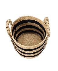 Household Essentials Braided Handle Basket, Black and Natural