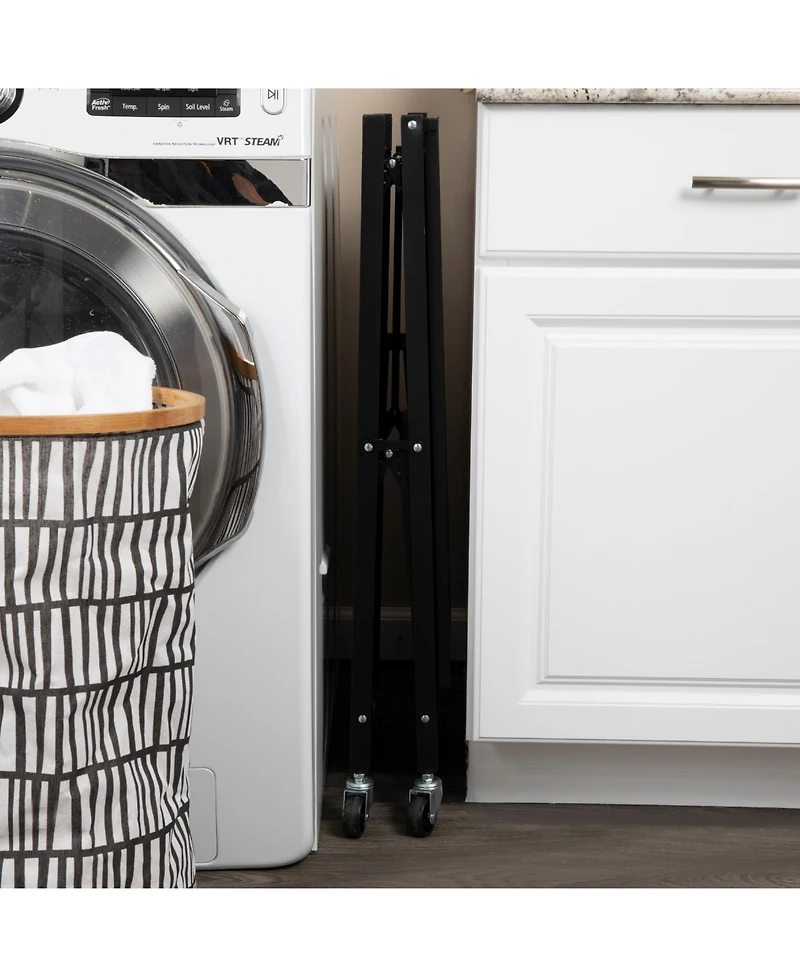 Household Essentials Metal 3-Tier Foldable Utility Rack, Black