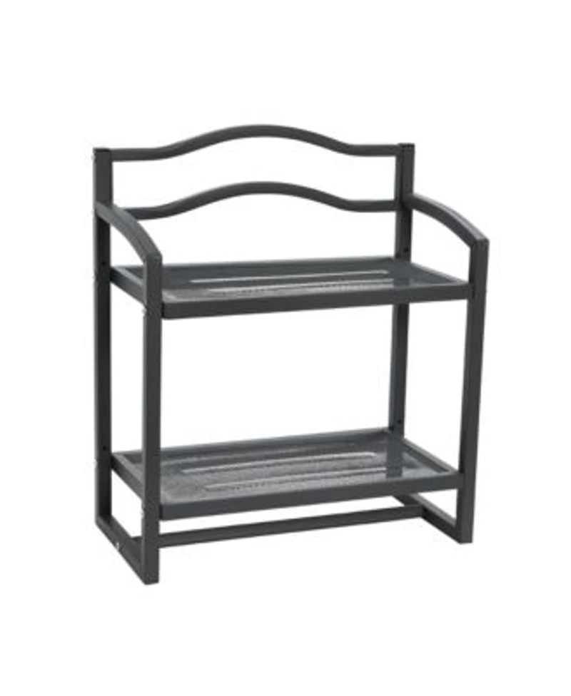 Household Essentials 2 Tier Metal Wall Mount Bathroom Storage Rack Grey