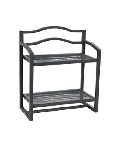 Household Essentials 2 Tier Metal Wall Mount Bathroom Storage Rack Grey