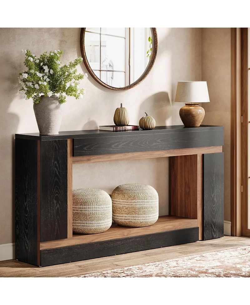 Tribesigns 63" Wooden Console Table – 2-Tier Narrow Rectangular Sofa Table for Entryway, Behind Couch