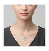 Genevive Women's Sterling Silver 18K Rose Gold Plated Colored Cubic Zirconia Heart-shape Necklace