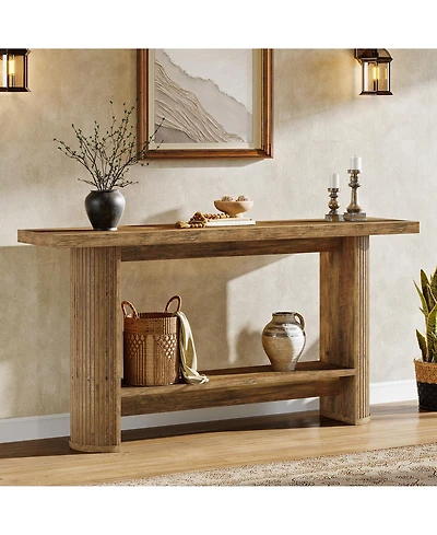 Tribesigns 55-Inch Modern Console Table, Narrow Sofa Table for Hallway, Wooden Entrance Table